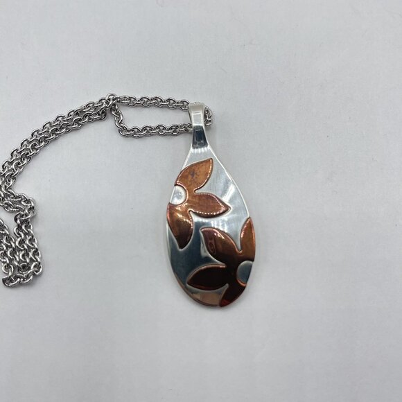 James Avery Retired 925 Silver Copper Floating Flowers Pendant18" Original James - Picture 6 of 7